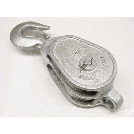 3.6 Ton 10" GMI Double Block With Swivel Hook Galvanised - 32MM Fibre Rope Safety Lifting