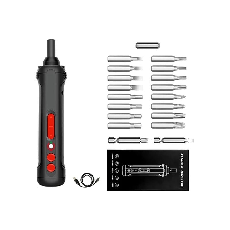 Image of 3,6-V-Elektroschraubendreher-Set – per usb wiederaufladbarer Akku-Bohrschrauber mit led, 19 Bits