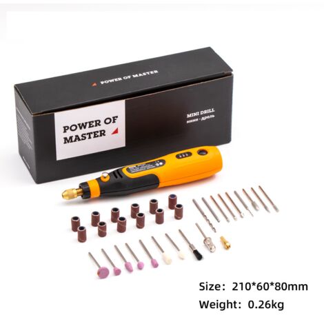 3.6 V Outil Rotatif Multifonction Sans Fil,broyeur électrique au lithium, 32Pièces Accessoires pour Sculpture, Polissage, Ponçage, Perçage et Bricolage,outil électrique usb