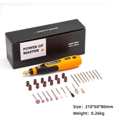 3.6 V Outil Rotatif Multifonction Sans Fil,broyeur électrique au lithium, 32Pièces Accessoires pour Sculpture, Polissage, Ponçage, Perçage et Bricolage,outil électrique usb
