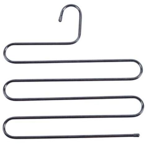 (36 x 36 cm, confezione da 2, nero) Grucce appendiabiti in acciaio inox a forma di S per pantaloni, per riporre oggetti nell'armadio e per organizzare pantaloni, jeans e sciarpe.