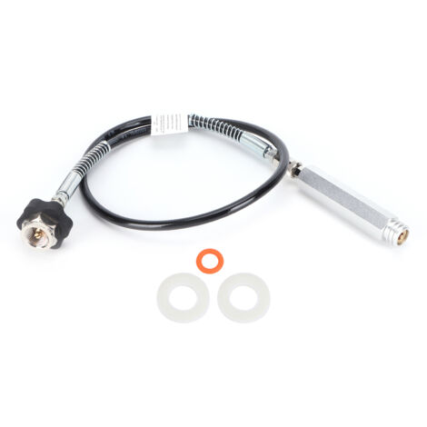 36-Zoll-CO2-Schlauchanschluss-Adapterset (schwarz), CGA320 TR21-4 Doppelgewindeanschluss mit Dichtung und Befestigungszubehör