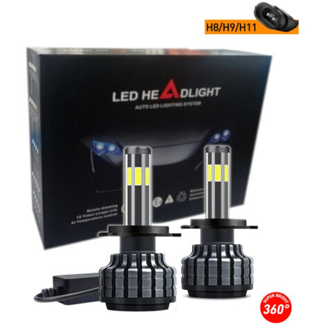 Комплект 360° градуса COB LED ЛЕД диодни крушки H11 H8 H9 Х11 Х8 Х9 12V 80W 16000lm за фарове Canbus без грешки