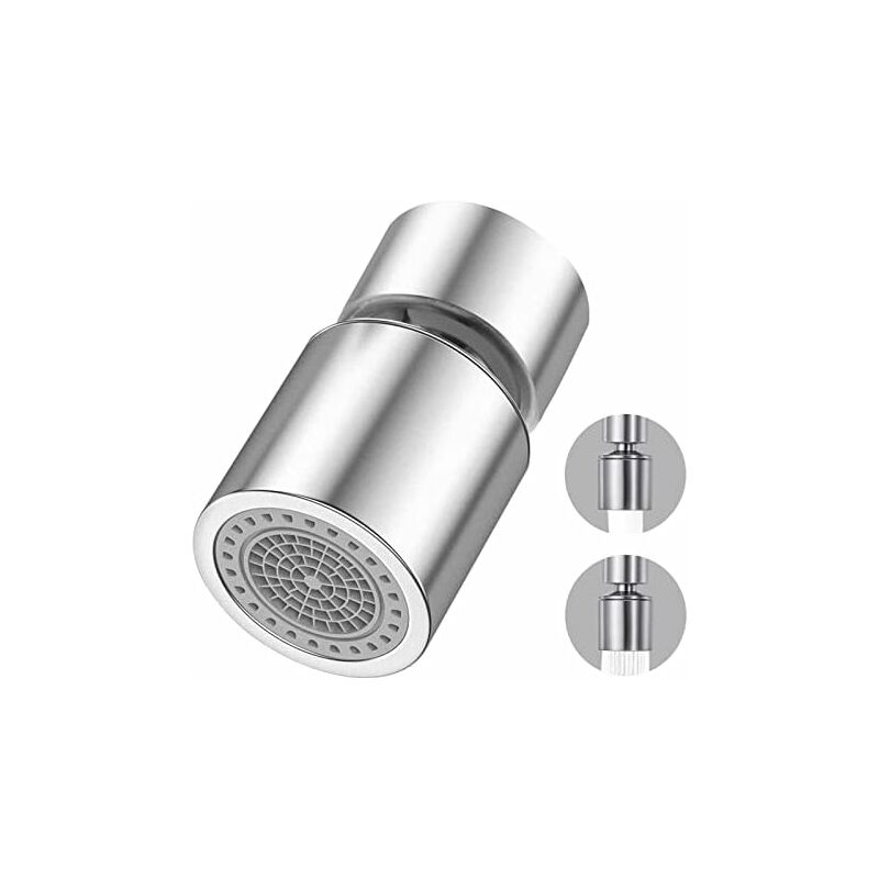 360 Degree Faucet Aerator, FM22 Water Saving Filter Swivel Aerator Kitchen Faucet Head 2 Modes Adjustable Shower Head Filter Sprayer for Kitchen