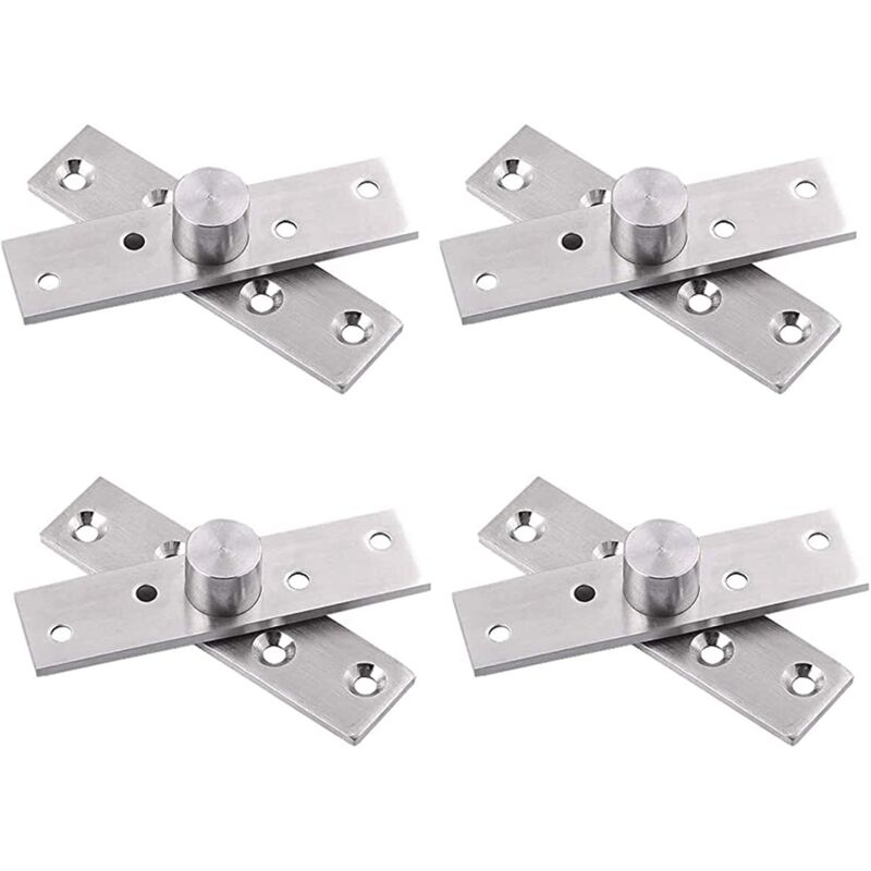 Longziming - 360 Degree Hidden Rotation Door Pivot Hinges 4 pcs Pivot Hinge for Door Thickened Stainless Steel Hinge Wooden Upper Lower Door Hinge