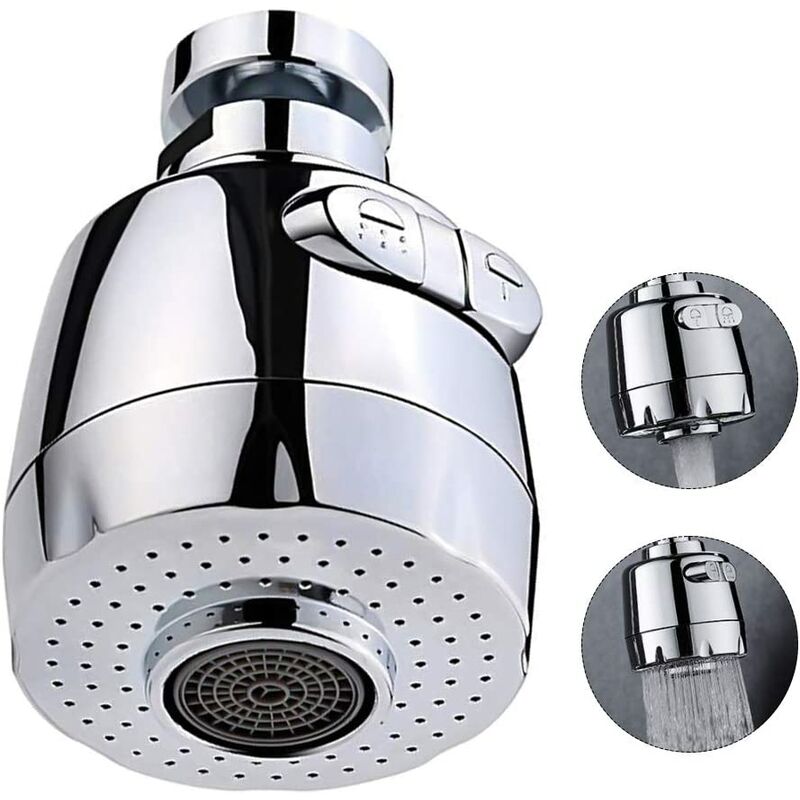 360 Degree Swivel Faucet Aerator Kitchen Faucet Head 2 Modes Adjustable Shower Head Filter Sprayer for Kitchen Bathroom (Short)