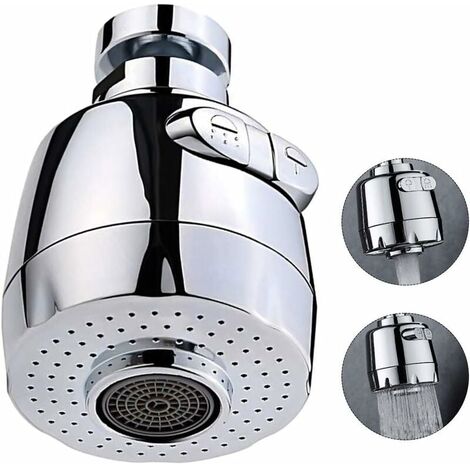 360 Degrés Aérateur de Robinet Pivotant Tête de Robinet de Cuisine 2 Modes Réglable Douche Tête Filtre Pulvérisateur Pour Cuisine Salle De Bain (Court)