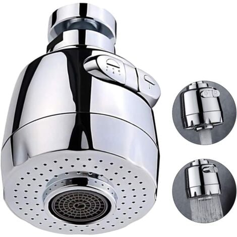 360 Degrés Aérateur de Robinet Pivotant Tête de Robinet de Cuisine 2 Modes Réglable Douche Tête Filtre Pulvérisateur Pour Cuisine Salle De Bain (Court)
