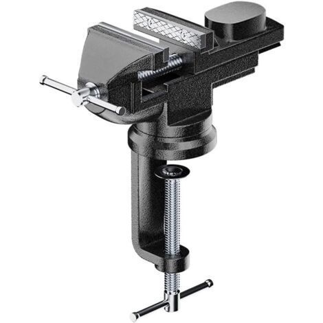 360° Drehbar Schraubstock mit Amboss und Achse, 60 mm Spannweite Tischschraubstock Fixieren Feststehend von Werkstück für Werkbank Ingenieur Werkbank - Schwarz