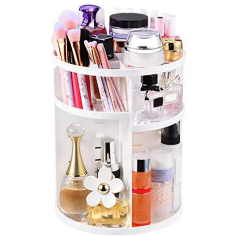 360° drehbare Make-up-Aufbewahrungsbox (Weiß) - K