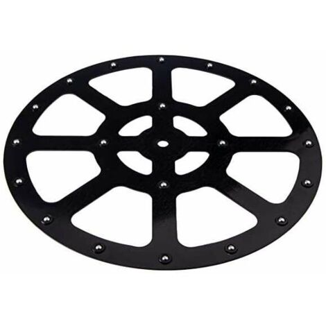 360° drehbare Platte auf Kugellagern. Tragkraft: 100 kg. Schwarzer Kunststoff. Durchmesser: 292 mm. Geeignet für Möbel und Tische.
