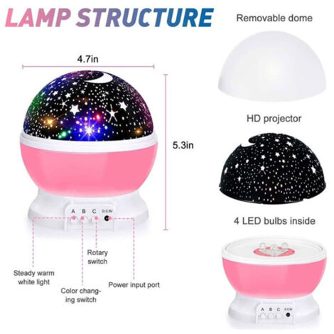 360° drehbare Sternenprojektions-Nachtlampe für die Decke, 8 Farbmodi, Geschenk für Babys, Weihnachten, Geburtstag