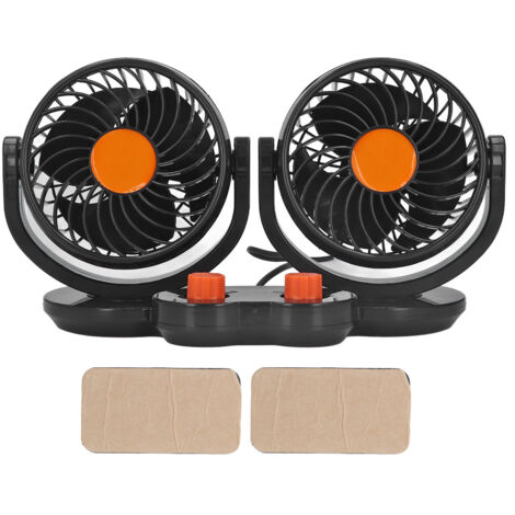 360° drehbarer Autolüfter, Mini-Doppellüfter mit leisem Betrieb und 24-V-Zigarettenanzünderstecker