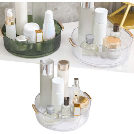 360° drehbarer Kosmetik-Organizer – Transparenter, drehbarer Make-up-Aufbewahrungsständer mit Griff und rutschfestem Boden – PET/ABS/PP