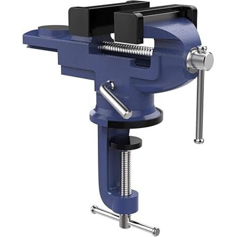 360° drehbarer Schraubstock, 70-mm-Universalschraubstock mit Amboss und Kissenauflage, Werkstückauflage für Holz-, Metall- und Schneidarbeiten