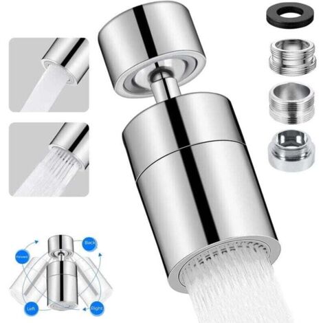 360 Grad drehbarer Chrom-Wasserhahn-Luftsprudler mit M22- oder M24-Anschlüssen und zwei Düsentypen für Küche/Bad