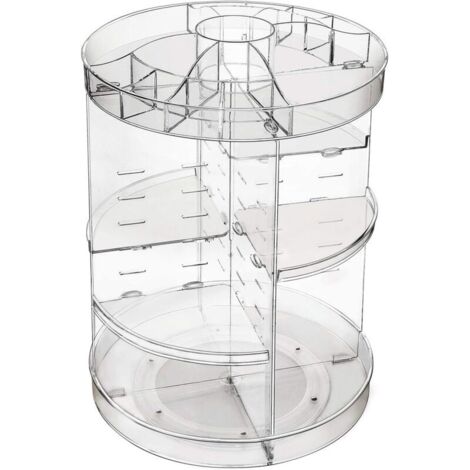360 Grad drehbarer, verstellbarer Make-up-Organizer, Aufbewahrung für Make-up, Pinsel- und Lippenstifthalter, multifunktional und mit großem Fassungsvermögen für Badezimmer-Waschtisch