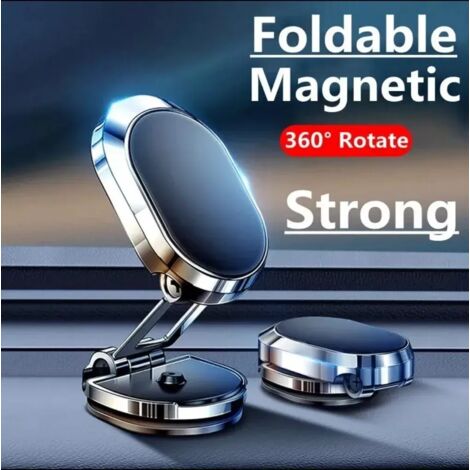 360-Grad-faltbare magnetische Autohalterung für Handys – Befestigung am Armaturenbrett, kompakt, stark haftend & flexibel