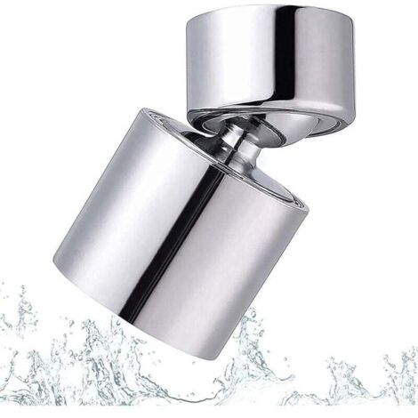360 Grad schwenkbarer Wasserhahnbelüfter, filtersparender Küchenarmaturkopf, 2 Modi, einstellbarer Sprüher – poliertes Chrom, 20 Grad Drehung