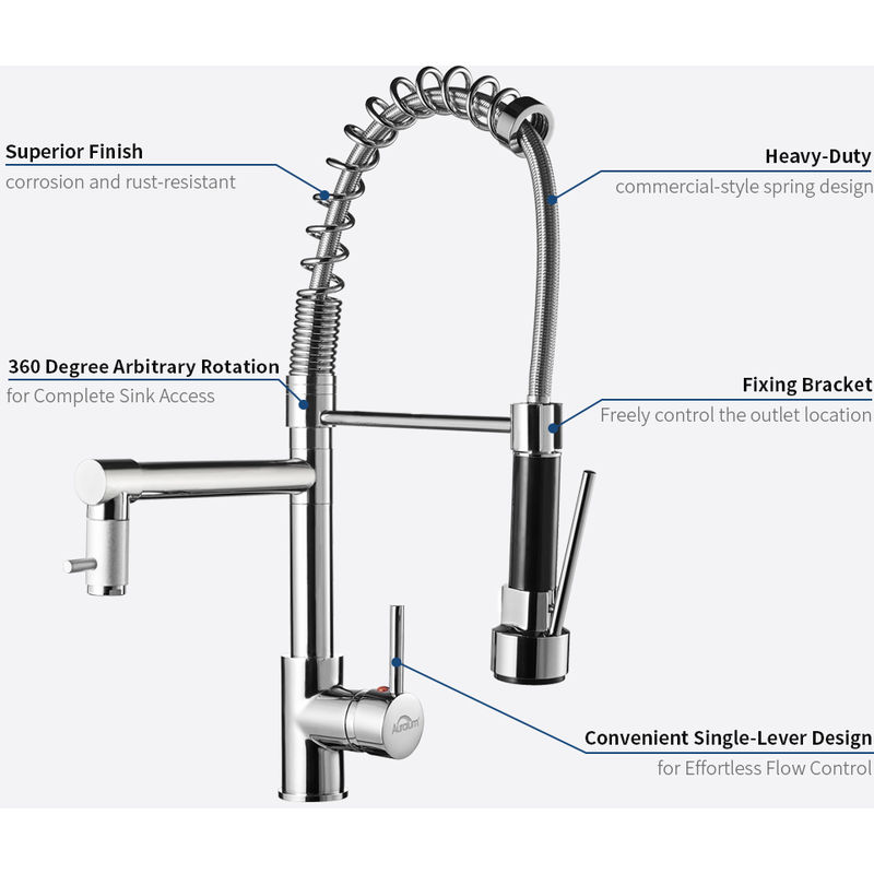 Rubinetto Da Cucina Con Doccetta Estraibile.360 Grado Miscelatore Rubinetto Da Cucina Girevole E Spring Con Doccetta Estraibile Rubinetto Per Lavabo Con Miscelatore Acqua Calda E Fredda Lk603