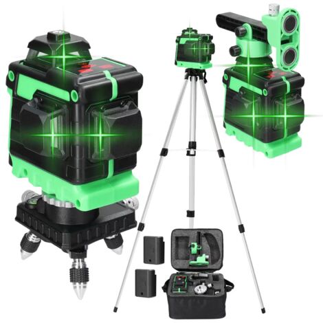 360° Laser Level, 4D 12 Lines, Horizontal and Vertical Rotary Laser Tool, Self-Leveling Function, Rechargeable Battery, Tripod Stand.