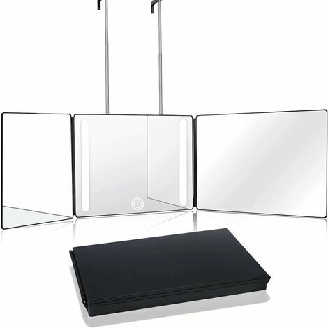 360° Mirror LED Makeup Mirror Lighted Makeup Mirror 360 Degree Hair Mirror 360 Degree Mirror Men's Hairstyle Mirror with Adjustable Height Stands for Makeup, Shower, Shaving