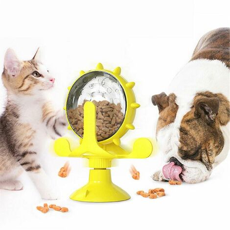 360 Mulino a vento rotante Pet Cat Dog Toy Food Treat Snack Dispenser Feeder