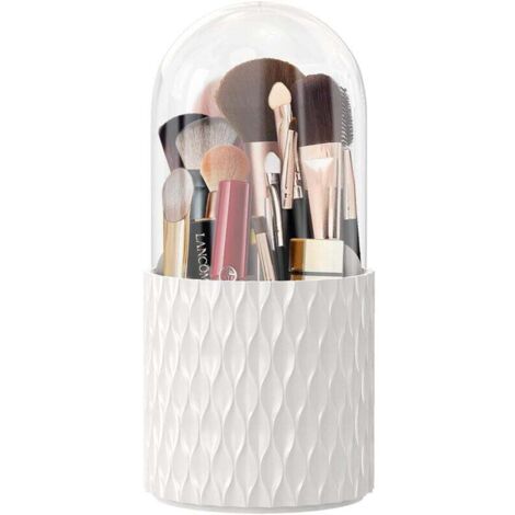 360° Rangement Pinceaux Maquillage avec Couvercle, Boite Rangement Maquillage Organisateur Makeup Organizer Présentoir Cosmétique pour Pinceau, Rouge à Lèvres, Eye-liner, 11 x 23cm