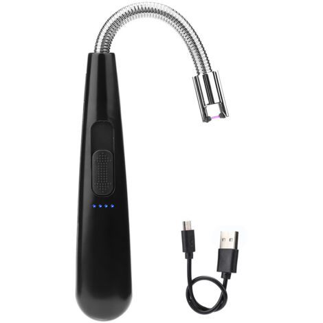 360° Rotatable Electric Arc Lighter Flameless USB Pulse Lighter Wind Proof for BBQ (Black)