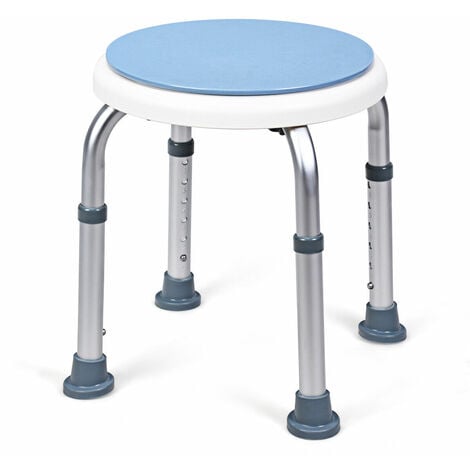 360° Rotating Shower Stool 6 Height Setting Anti-Slip Rubber Tips Comfortable