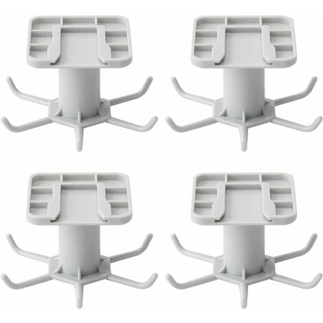360 Rotating Storage Hook, 4 Pieces Kitchen Utensils Wall Mount Multi-Purpose Space-Saving Rotating Shelf 6 Claws, for Spoon Cutting Board Towel,Gray