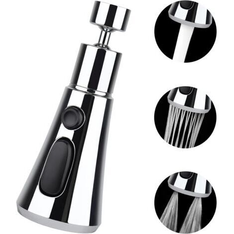 360° schwenkbare Küchenarmatur mit 3 Strahlarten, Universal-Spülbeckenadapter, G1/2-Anschluss, Silber