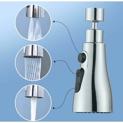 360° schwenkbarer Luftsprudler Küchenarmatur Kopfdüse mit Adapter, Luftsprudler-Sprühverlängerung, wassersparender Wasserhahn mit 2 Sprühmodi, Kalkfilter-Wasserhahn