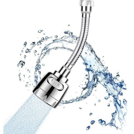 360° schwenkbarer Universal-Wasserhahn, spritzwassergeschützt, mit flexiblem Schlauch, 2-fach verstellbarem Auslauf, Edelstahl, 200 mm