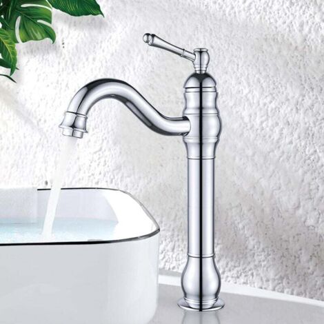 360° schwenkbarer Waschtisch-Mischbatterie, Einloch-Hebelarmatur, Chrom, mit 60 cm Schlauch