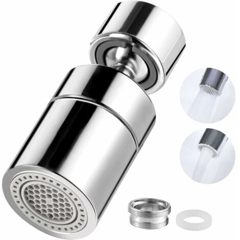 360° schwenkbarer Wasserhahnbelüfter, wassersparender Wasserhahnbelüfter, Weitwinkel-Drehdüse für Küchenarmaturen, Chrom