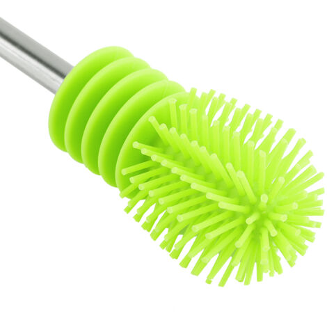 360° Silikon-Flaschenbürste - Rutschfester, drehbarer Griff - Starke und perfekte Reinigungswirkung - 27 cm - Grün (1 Bürste)
