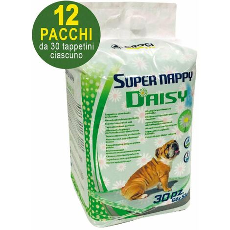 360 SuperNappy Daisy tapis hygiéniques pour chiens 57x54 cm - 12 paquets de 30 chacun