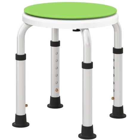 360° Swivel Shower Chair, Height Adjustable Aluminium Shower Stool with Non-Slip Feet for Disabled, Elderly, Green