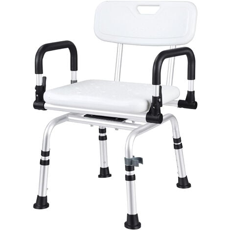 AORSHER 360° Tabouret de Douche pivotant, Chaise de Douche réglable en Hauteur avec Dossier et accoudoir, Tabouret de Douche pour Les Personnes âgées ou handicapées, harge jusqu'à 180 kg