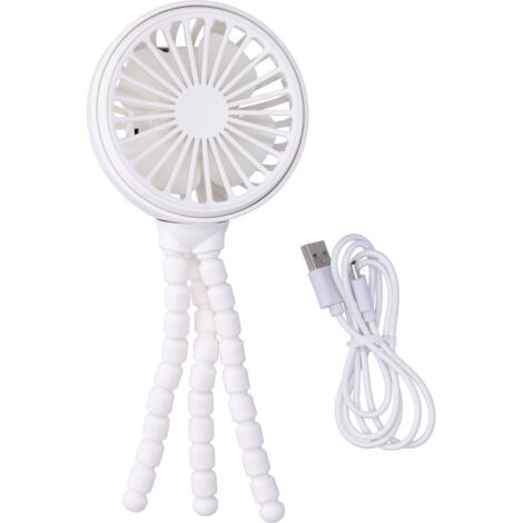 360° tragbarer Tischventilator mit Stativ - Drehbarer Ventilator für Zuhause, Büro, Bibliothek (Weiß)