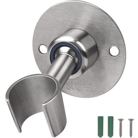 360° verstellbare, wandmontierte Duschkopfhalterung aus Edelstahl 304, G1/2 Duschschlauchhalterung, Wandmontage mit Schrauben, gebürstete Silberoberfläche