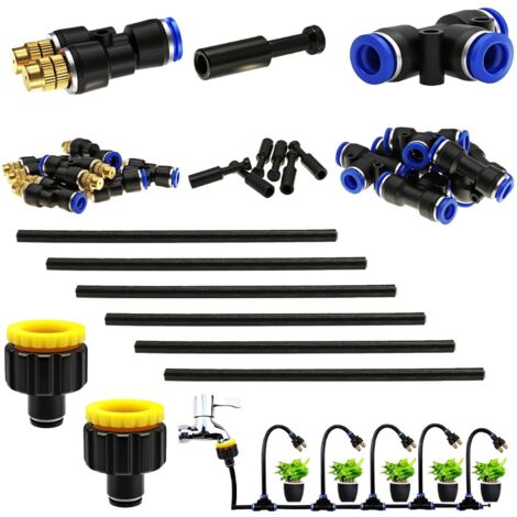 360° verstellbares Y-förmiges Doppelkopf-Zerstäuberdüsen-Set aus Messing mit 8-mm-Schnellanschlussadapter für Rasen-, Terrassen- und Gartenbewässerungssysteme