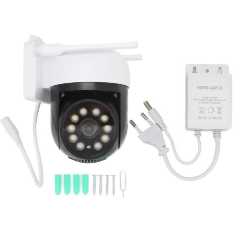 360°-WLAN-Überwachungskamera für den Außenbereich mit LED-Scheinwerfer, intelligenter Bewegungserkennung, 1080p-Farbnachtsicht und Weitbereichs-Netzteil (100–240 V)