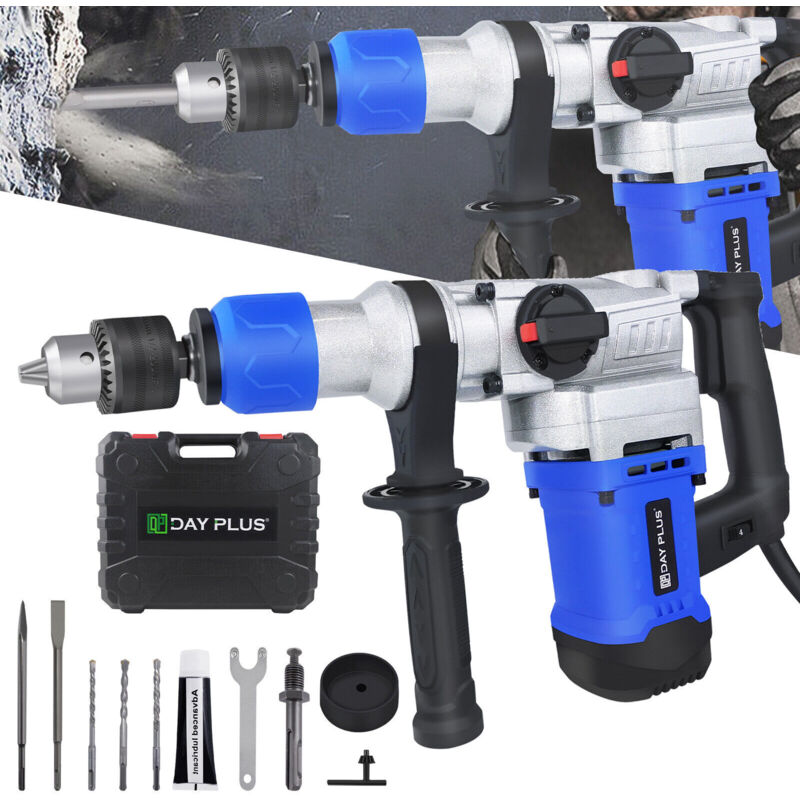 Briefness - 3600W Hammer Drill Rotary Hammer 3-in-1 Electric Drill - Hammer, Drill, Chisel, for Concrete Drilling and Chiselling, 360°Rotating Side