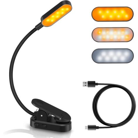 360°Cou Flexible Lampe Pince pour Lit, Livre, Veilleuse pour Nuit et Lampe de Chevet