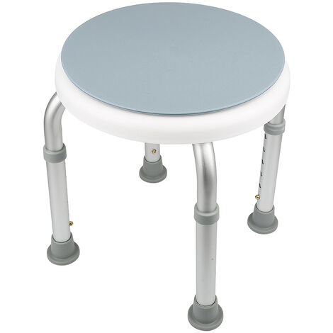 360°Drehbarer Duschhocker,Haloyo®,Höhenverstellbar,für Senioren mit Schwangere,Aluminium,rund Badsitz,Edelstahlfarbe
