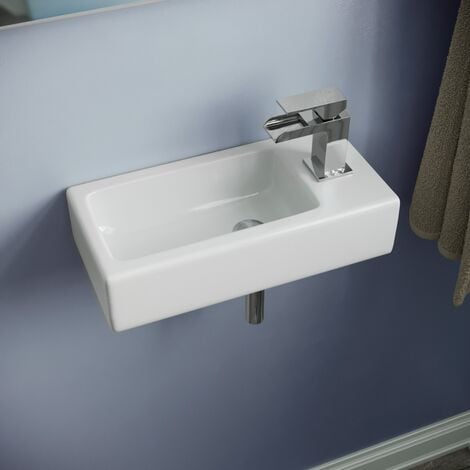 main image of "360mm BATHROOM WALL HUNG CLOAKROOM CERAMIC COMPACT BASIN SINK RIGHT HAND"