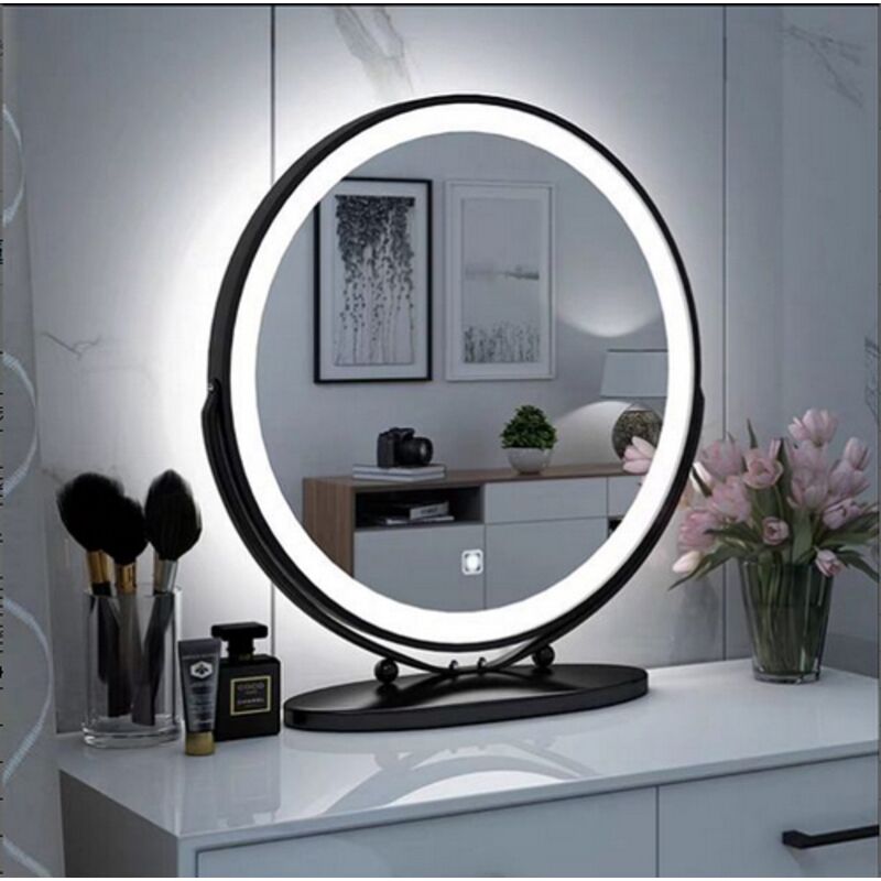 360°pivotant Miroir à cosmétique , miroir à maquillage lumineux, 5050cm, Gradable en trois couleurs
