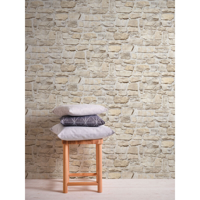 Papier peint style industriel intissé Tapisserie brique blanche beige crème Papiers peints intissés pour chambre d'ado et salon